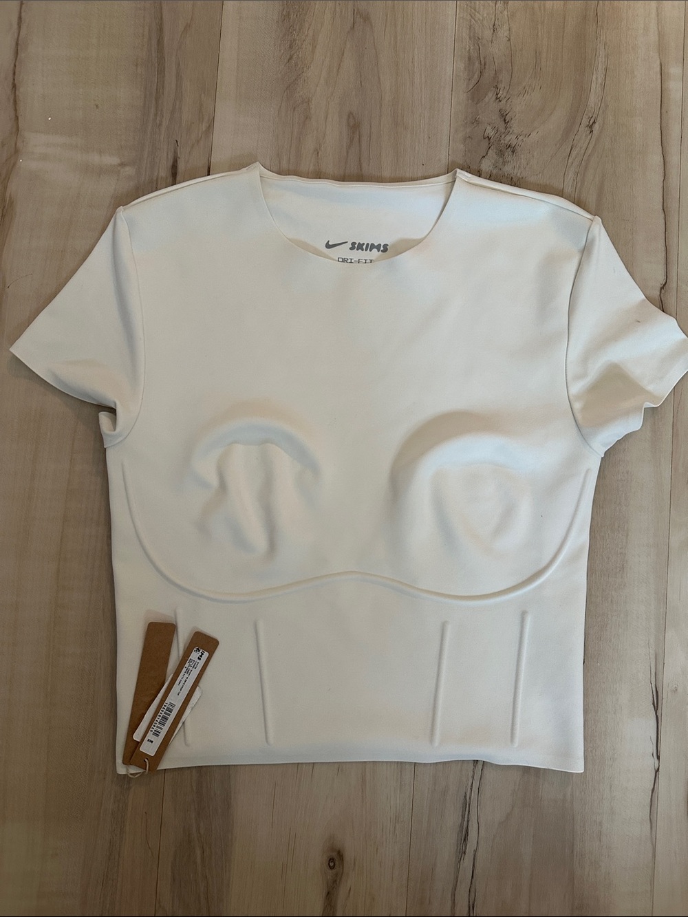 SKIMS x NIKE Matte Corset Cream Short Sleeve Sculpted Crop Top NWT